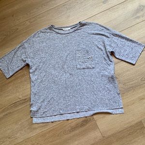 Zara trafaluc gray Pearl pocket sweater size small